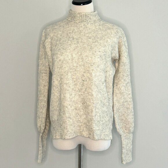 French Connection - Flossy Orla Ribbed Turtleneck Sweater - Light Oatmeal - XS - Picture 1 of 8